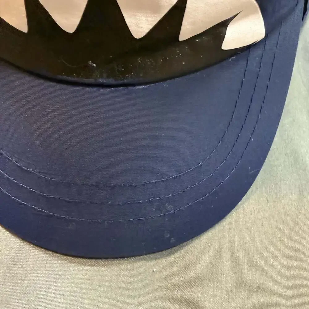 Cat & Jack Toddler Boys Shark Sun Hat Navy Blue Fish Print Flap Cap